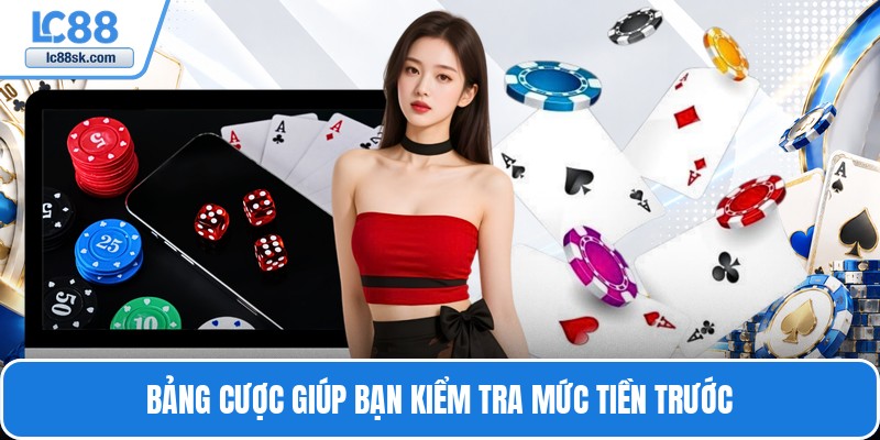 Bảng cược giúp bạn kiểm tra mức tiền trước