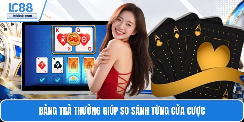 Bảng trả thưởng giúp so sánh từng cửa cược